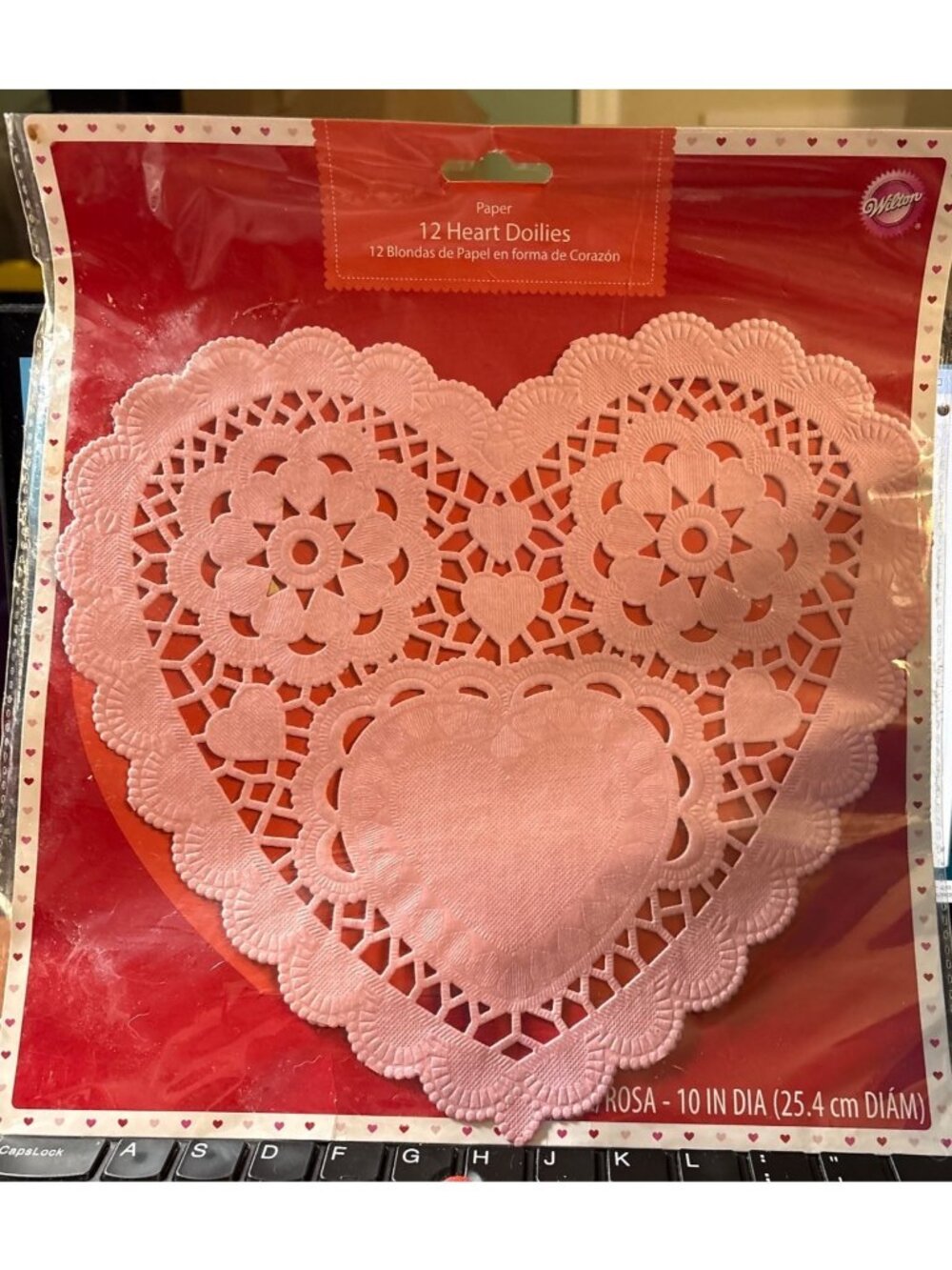 Wilton Paper Heart Lace Doilies 12-Pack Pink 10-Inch For Baking Crafts 21041085